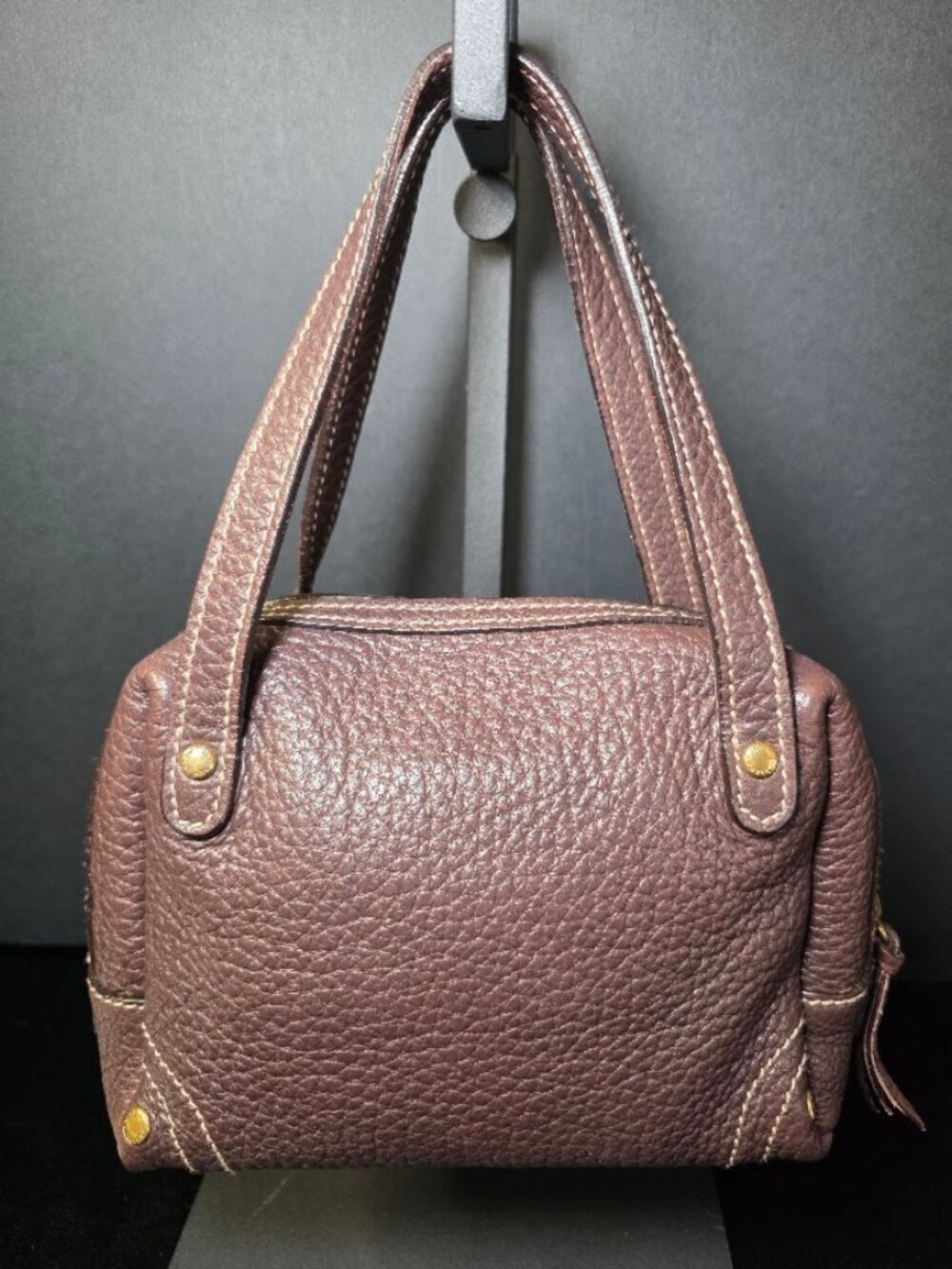 Dolce & Gabbana Brown Pebbled Kisslock Mini Satchel Authenticated - Picture 3 of 8